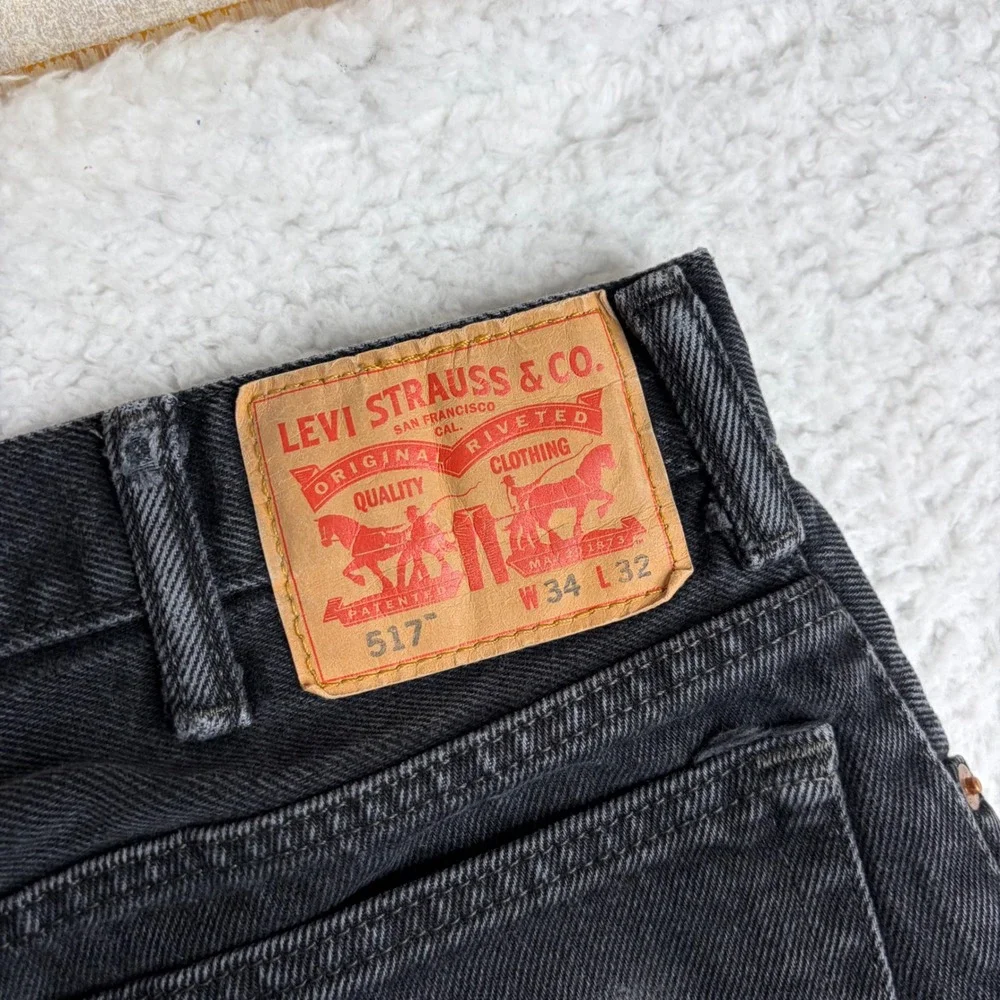 Levis 517 Bootcut Jeans Mens 34x32 (31) Faded Black Denim Western Fade